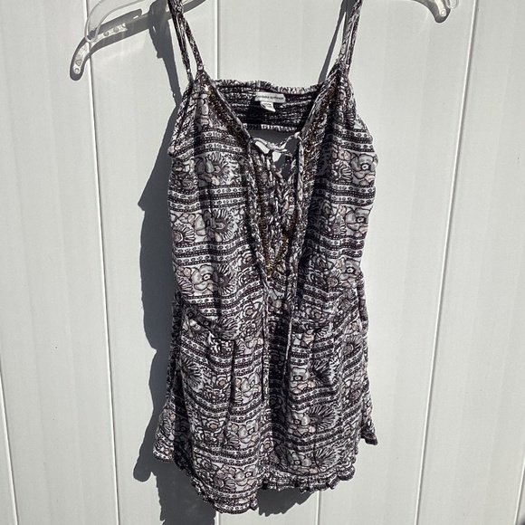 American Eagle Outfitters Floral Short Romper with Beads and Sequins - Picture 1 of 5